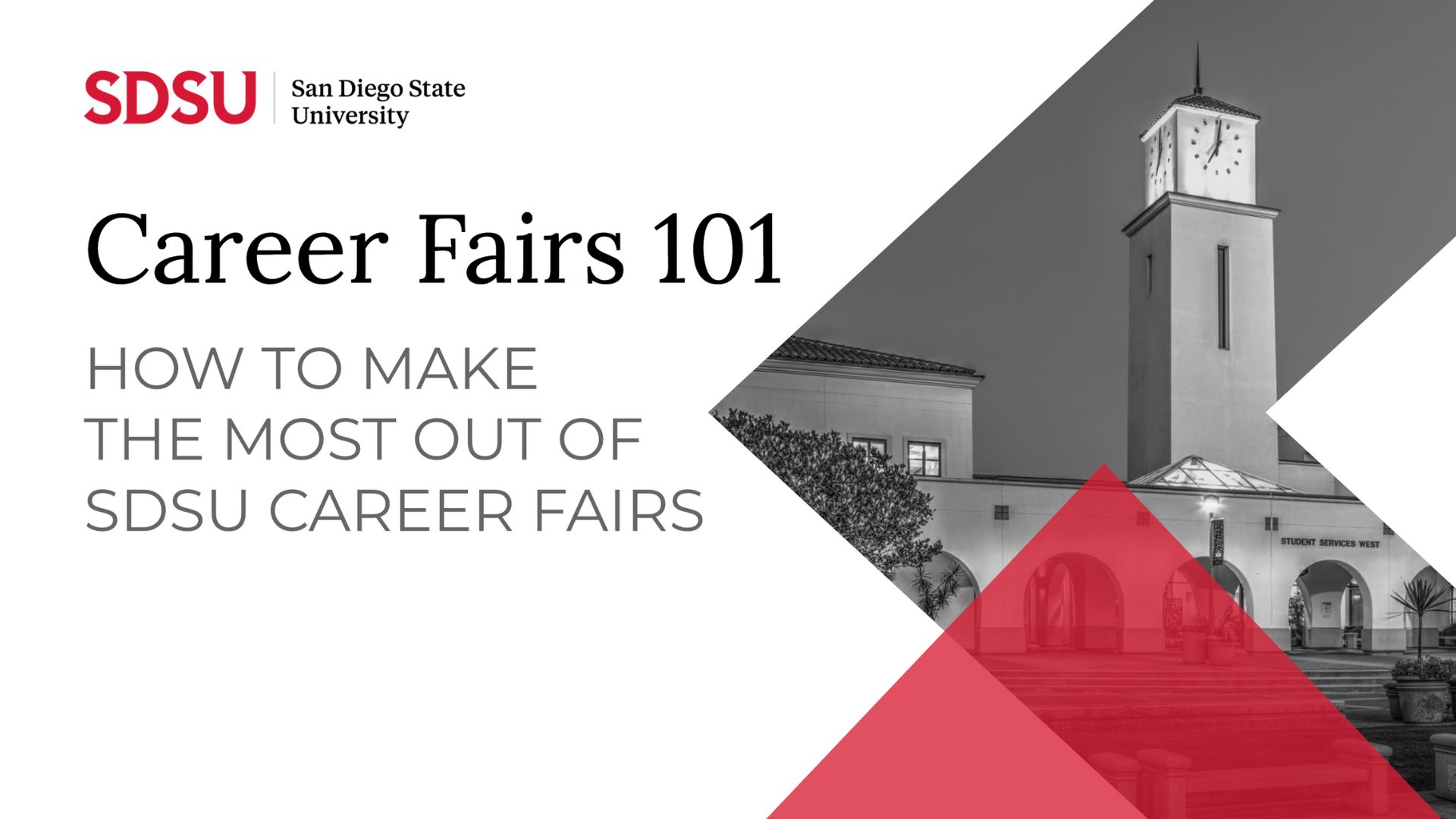 San Diego State University Career Fairs 101 Webinar: How to Make the Most Out of SDSU Career Fairs.